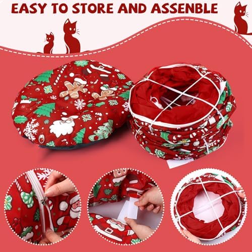 Cat Tunnel Christmas Tree Skirt Cat Donut Tunnel Bed,Gingerbread Man - Image 4