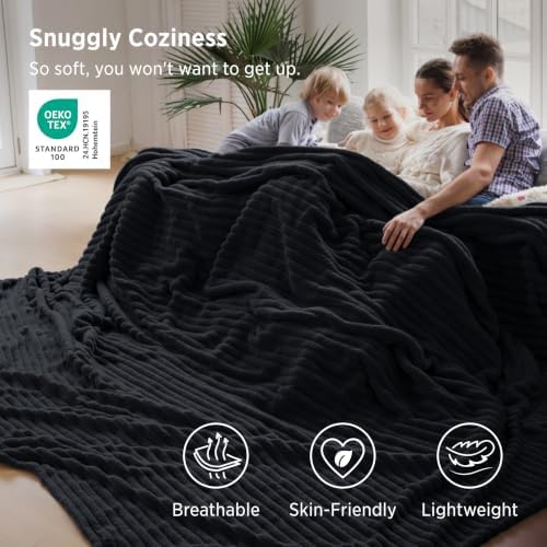 Bedsure Extra Soft Large Fleece Blanket for Bed Black 120"x120" - Image 3