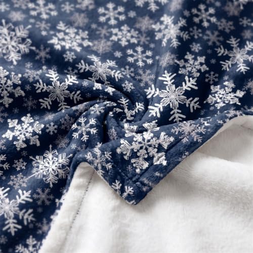 Horaldaily Christmas Navy Blue Snowflakes Flannel Pets Blanket 20x30 - Image 6