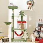 PETSITE 52 inch Cat Christmas Tree, Multi-Level Cat Tower with Sisal Scratching Posts & Board, Cat Condo, Basket Bed, and Detachable Hammock, Cute Cat Tree for Indoor Cats - Image 2