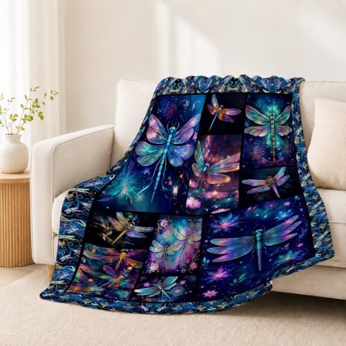 Dragonfly Blanket Dragonfly Throw Blanket Gifts for Women Men Boys Girls Kids Adults Super Soft Cozy Plush Fluffy Fuzzy Fleece Blanket Home Decor 50''X60'' - Image 5