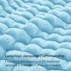BEDELITE 3D Checked Light Blue Fleece Throw Blanket for Couch, 50x60 Inches - Image 3