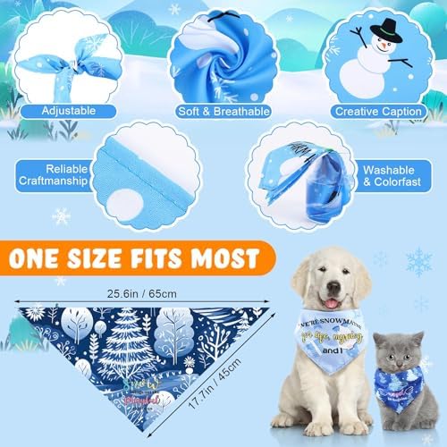 Abbylike 50 Pcs Winter Dog Bandanas Bulk Pet Scarfs Triangle Bibs Adjustable Washable Puppy Kerchief Seasonal Pet Costume Accessories Grooming Supplies for Small Medium Large Dogs Cats - Image 3