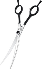 Curved Dog Grooming Scissors 7 Inch Pet Trimming Shears | Professional Safety Shears, Downward Curved Design, for Trimming Face and Paws, for Dogs and Cats, Sharp & Precise, Black