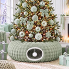 Christmas Tree Cat Tunnel 36 in Donut Bed, Green, Bubble Fleece, Fluffy by SilTriangle