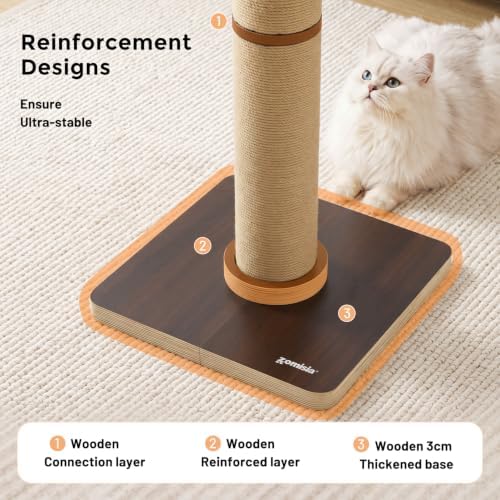 ZOMISIA 35'' Tall Cat Scratching Post for Indoor Cats Adults, Brown - Image 3