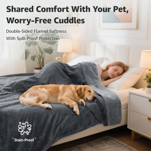 LOOBANI King Size Waterproof Blanket, Oversized Bed Cover, 85"x108", Grey - Image 2