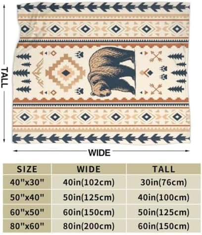 Bear Southwestern Blanket Bear Western Throw Stuff Gifts 80"x60" - Image 3