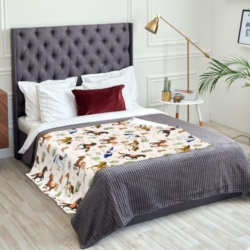 Horses Flannel Fleece Throw Blanket, Cozy Soft Warm Blankets for Couch Bed Travel, for Women Men Kids 80"x60" - Image 5