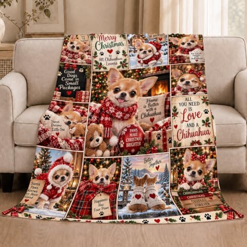 Chihuahua Christmas Throw Blanket Cute Dog Holiday Print Gifts 40''x50'' - Image 2
