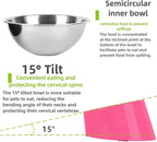 15° Tilted Dog Bowl for Small Dogs Flat-Faced Breeds - Anti-Choke Ergonomic Elevated Feeder Non-Slip Base - 2-in-1 Detachable Stainless Steel Food & Water Bowls - Classic Black Sleek Style (S, Black)