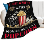 Movie Popcorn Blanket for Girls Women Boys Men Adults Kids Soft Cozy Fleece Theater Film Cinema Throw Blankets Gifts Warm Flannel Plush Lightweight Decor for Couch Bed Sofa 80"X60" - Image 2