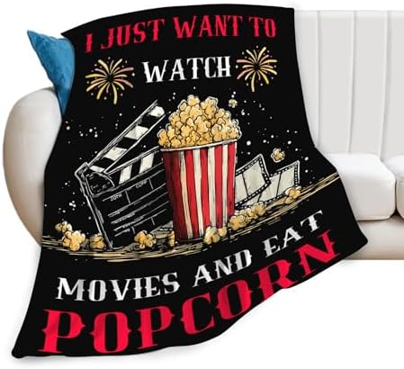 Movie Popcorn Blanket for Girls Women Boys Men Adults Kids Soft Cozy Fleece Theater Film Cinema Throw Blankets Gifts Warm Flannel Plush Lightweight Decor for Couch Bed Sofa 80"X60" - Image 2