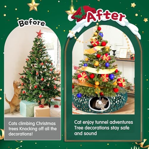 Cat Tunnel Bed Under Christmas Tree, 3FT Folding Kitten Tunnels - Image 3