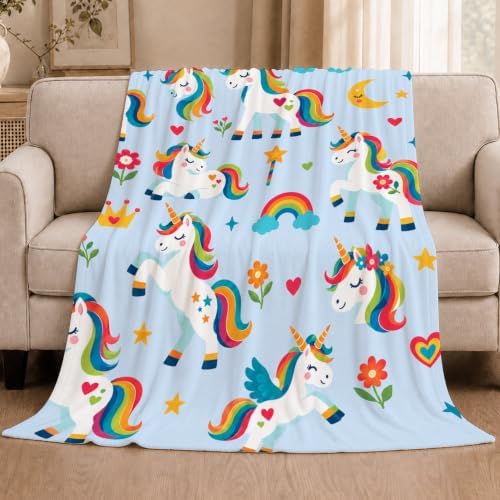 Rainbow Unicorn Throw Blanket Fantasy Magic Gifts for Kids 60''X80'' - Image 2