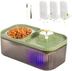 Marchul Cat Water Fountain and Stainless Steel Food Bowl, 100oz/3L Super Quiet Automatic Pet Water Dispenser with Smart Pump and 3 Replacement Filters for Cats and Small Dogs, Green