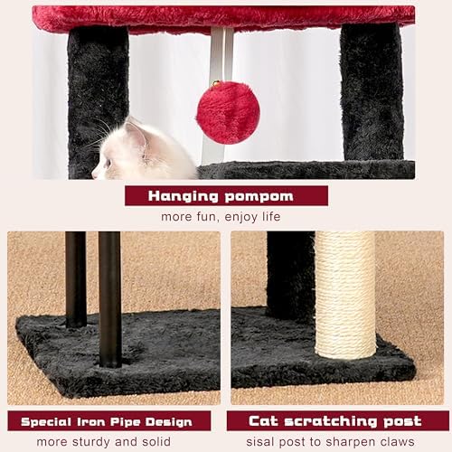 Gitelsnour Cat Tree, 43.3'' Cat Tower with Hammock for KittensGCT004SBR - Image 6