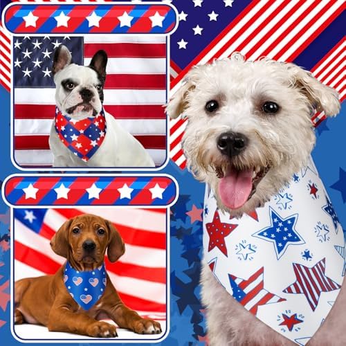 Preboun 50 Pcs Patriotic Dog Bandanas Bulk 4th of July Bandanas for Dogs Triangle Kerchief Scarf Set for Pets Independence Day Costume Photo Props Accessories Pet Shops, 25 Styles(25.6 x 17.7 x 17.7) - Image 6
