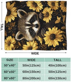 Raccoon Blanket Cute Raccoon Floral Throw Stuff Gifts 60"x50" - Image 2