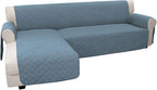 Easy-Going Reversible L-Shape Sectional Couch Cover, X-Large, Light Blue | Soft Sofa Slipcover For Dogs, Fits Left/Right Chaise Lounge Protector, Water Resistant Mat For Living Room