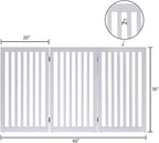 unipaws 36”H Free Standing Pet Gate for Dog, Tall Wooden Dog Gate, 60” Wide | Foldable Pet Fence for Doorway, Stairs, Step, Expandable Doggy Barrier, Room Divider, Indoor Use, White