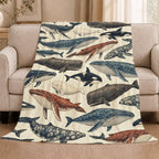 Whale Throw Blanket Vintage Ocean Marine Wildlife Gifts 50''x60'' - Image 2