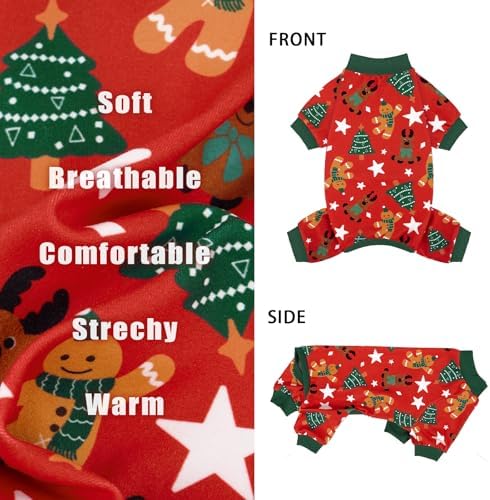 XPUDAC 4 Pack Dog Christmas Pajamas Clothes Pjs for Small Dogs Winter, M - Image 6