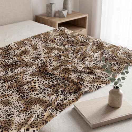 Vessia Leopard Printed Throw Blanket for Couch, Bed, Sofa, Soft Cozy Brown and Cream Cheetah Blanket for All Season, Comfy Flannel Fleece Animal Home Decor for Kids Women Adults - Image 2