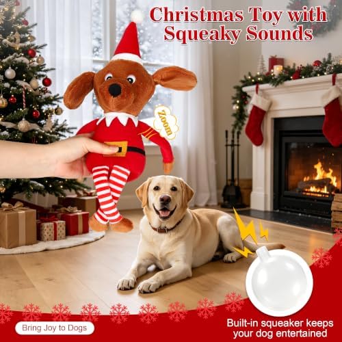 IOKHEIRA Christmas Elf Squeaky Plush Dog Toys,Stuffed Chew Toy, Interactive Holiday Tug & Fetch Toy for Puppy Small Medium Large Dogs,Christmas Dog Gifts - Image 5