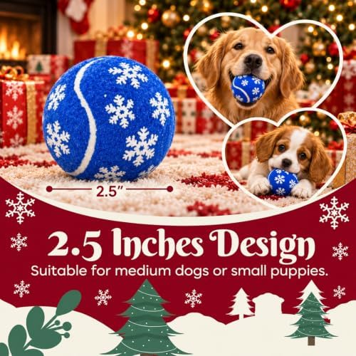 INSUM Christmas Dog Balls Toys, 2.5'' 6 Pack Dog Stocking Stuffers - Image 4