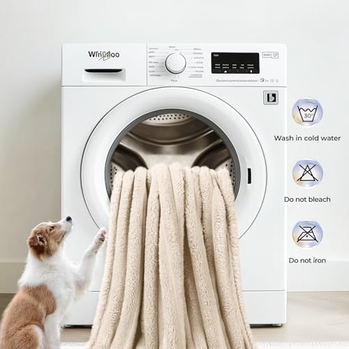 LINENLUX 1 Pack 3 Fleece Dog Blanket Soft Warm Washable for Cat Beige Small - Image 5