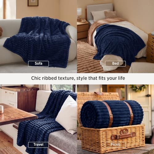 Bedsure Soft Navy Blue Throw Blanket for Couch Decor Gifts 50"x60" - Image 4