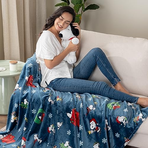 Berkshire Blanket Peanuts® Heavyweight Christmas Blanket,VelvetLoft® Cute Character Snoopy Plush Bed Blanket,Peanuts Best Chirstmas Icons Opened Up Navy,60 in x 70 in (Official Peanuts® Product) - Image 4