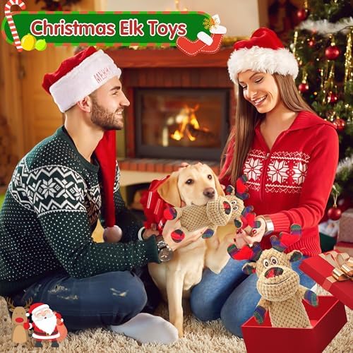 Christmas Dog Toys, Plush Squeaky Dog Toy with Crinkle Paper, Cute Christmas Puppy Toys with Cotton, Durable Interactive Dog Chew Toys for Puppy Small Medium Large Breed - Image 7