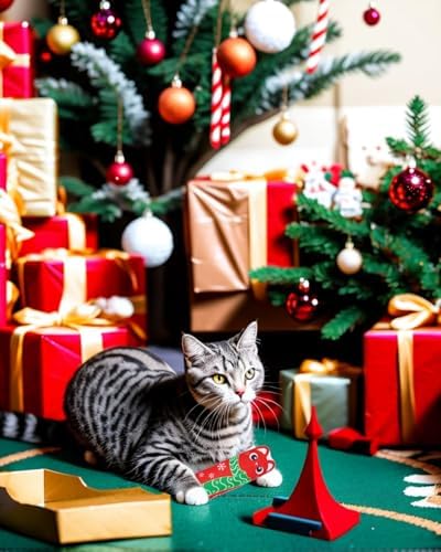 PET SHOW 8 Pack Christmas Cat Kicker Toys with Catnip Crinkle Sound Toys for Indoor Cats Xmas Santa Gift Patterns Plush Kittens Shape Natural Interactive Pet Kitty - Image 5