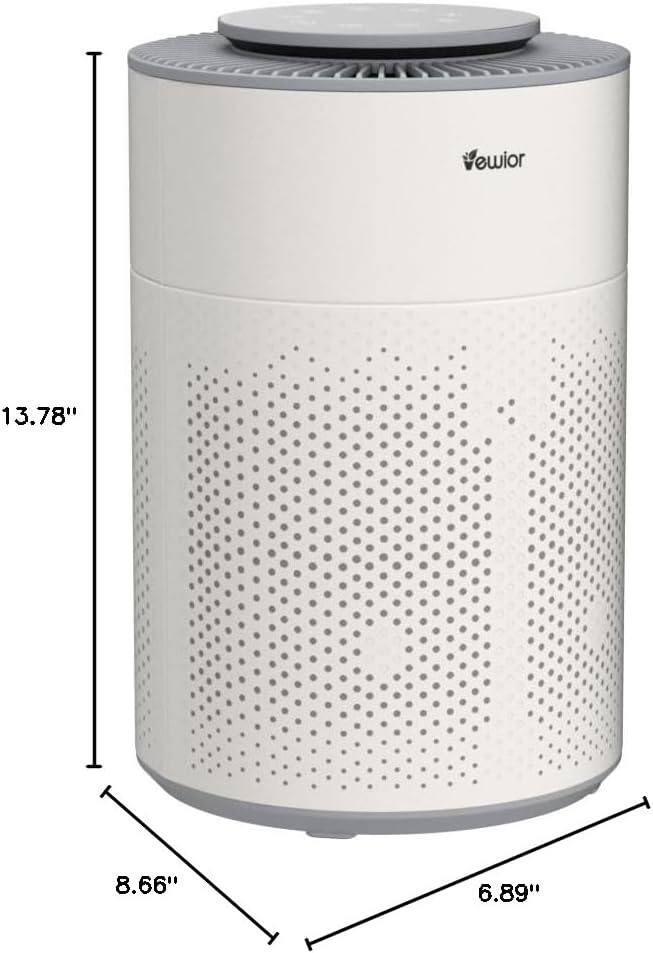 VEWIOR Air Purifier for Home Large Room Bedroom up to 1800 Ft² | Air Cleaner with PM2.5 Monitor, Air Quality Light, Essential Oil Diffuser, Sleep Mode for Pet Dander Wildfire Smoke Odor Dust