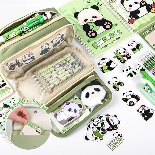 Ulema 78Pcs Cute Stationery Set Cartoon Panda Birthday Gifts for Boys Girls Back to School and Kawaii Classroom Office Supplies with Panda BallPoint Pen, Pencils, Erasers, Sticky Notes etc. - Image 4