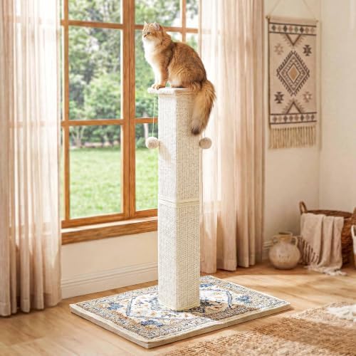Tall Cat Scratching Post for Indoor Cats Adults with Carpet, White - Image 3
