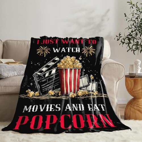 Movie Popcorn Blanket for Girls Women Boys Men Adults Kids Soft Cozy Fleece Theater Film Cinema Throw Blankets Gifts Warm Flannel Plush Lightweight Decor for Couch Bed Sofa 60"X50" - Image 4