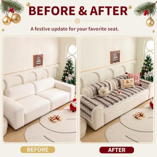 Christmas Couch Cover, Christmas Plush Sofa Cover for Dog Pet 1PC - Image 3