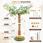 41" Tall Cat Scratching Post for Large Cats - XL Sturdy Cat Scratching Post with Solid Wood Base, Sisal Rope Scratching Posts for Indoor Cats Adults with Self-Grooming Brush, 4 Detachable Hanging Toys - Image 3