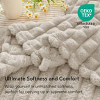 BEDELITE 3D Checked Linen Fleece Blankets Queen Size for Couch, 90x90 Inch - Image 4