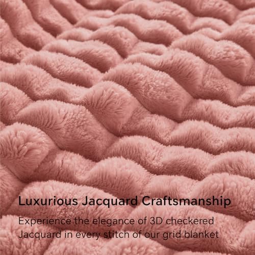 BEDELITE Dusty Pink Checked Fleece Twin Throw Blanket for Bed, 60x80 Inch - Image 4
