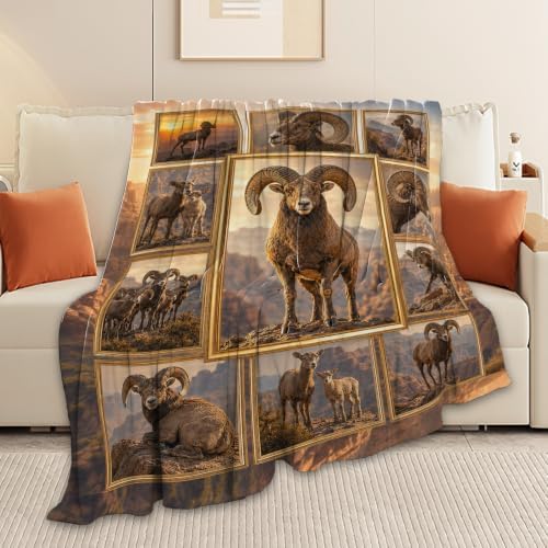 Bighorn Sheep Throw Blanket Gifts for Wild Animal Lover 80"X60" - Image 6