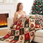 FuWeave Christmas Patchwork Gingerbread Man Throw Blanket, 50'' x 60'' - Image 4