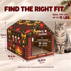 Fireplace Christmas Cat House, Cozy Hideaway with 2 Scratchers & Catnip - Image 5