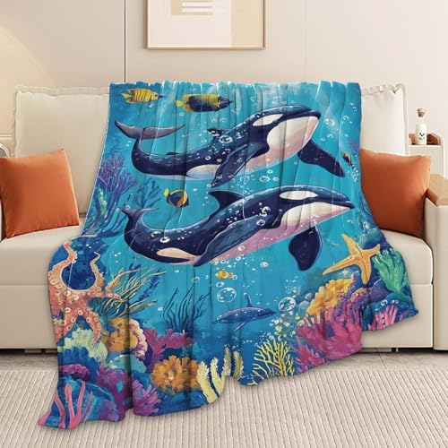 Whale Throw Blanket Ocean Whale Stuff Gifts for Kids Girls Boys Adults Women Man Soft Cozy Warm Plush Fluffy Fuzzy Fleece Blanket Decor 40''X50'' - Image 5