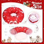 Cat Tunnel Bed Under Christmas Tree, Cat Tunnel Christmas Tree Skirt for Indoor Cats, Donut Tunnel Toys for Multiple & Large Carts, for Kitten, Rabbit, Puppy, Red Snowflake - Image 6