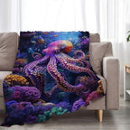 Octopus Blanket Ocean Octopus Throw Blankets Decor Stuff Cozy Flannel Fleece Soft Plush Fuzzy Warm Lightweight Bedding Gifts for Women Girls Kids 80"X60" - Image 3