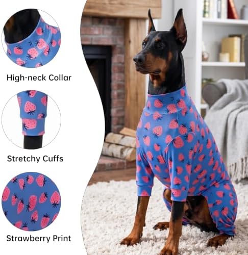 Dog Pajamas for Medium Large Breeds Strawberry Print Costume Dog Pajamas - Image 2